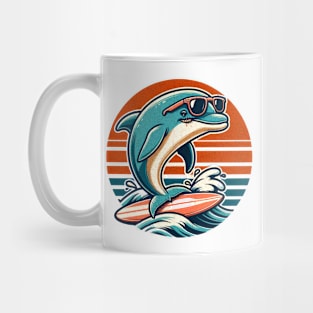 Retro Dolphin Surfer Mug